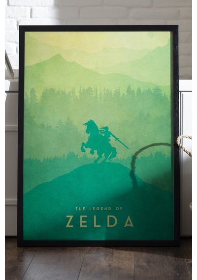 Zelda Siyah Ahşap Çerçeveli Poster, Dekoratif Oyun Duvar Tablosu