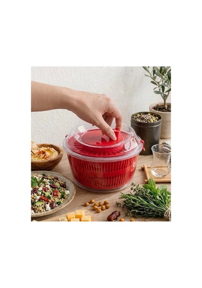 4.4 Litre Salata Kurutucu Sebze Yıkama Süzgeci Bpa Free Çift Fonksiyonlu Pratik Çevirme Mekanizmalı-mavi Diğer
