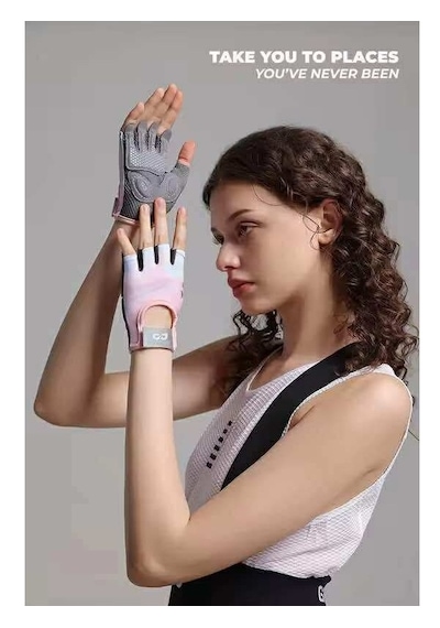 Yarım Parmak Fitness Yoga Pilates Avuç İçi Kaymaz Silikon Spor Eldiven Mor