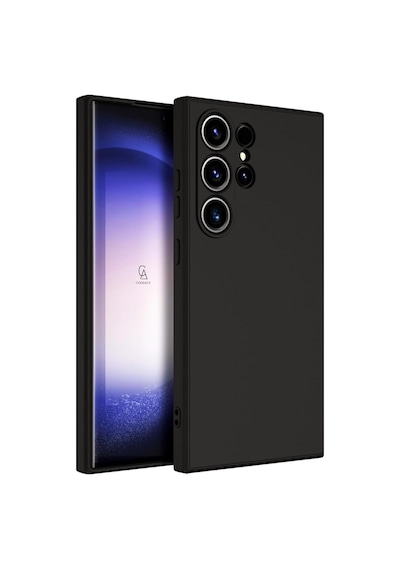 Samsung Galaxy Uyumlu S25 Ultra Kılıf Esnek Silikon Telefon Kılıfı Ve Temperli Cam Ekran Koruyucu Siyah