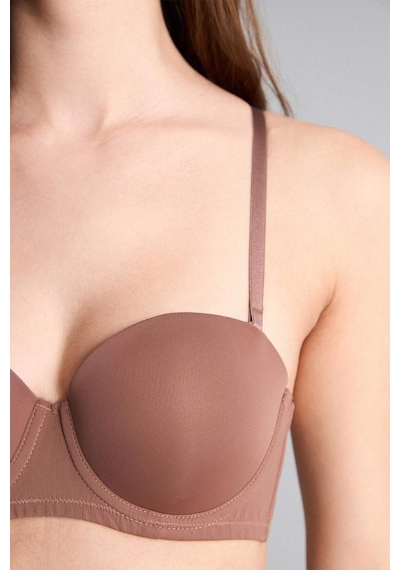 Defacto Yarım Dolgulu Micro Kaplı Yarım Dolgulu Balenli Tişört Bra Fall İn Love C1525ax25aubn307 Kahve