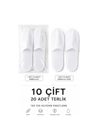 10 Çift Tek Kullanımlık Otel Spa Terlik Seti Tabansız Tela
