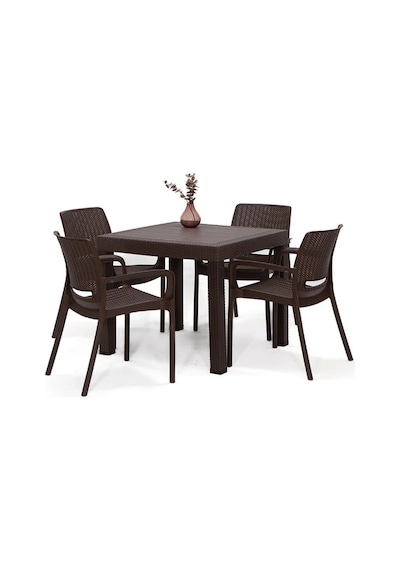 Rattan Lüx 80x80 Masa Takımı 1 Masa + 4 Sandalye Kahve Bahçe Balkon Teras Kahve Rattan Lüx 80x80 Masa Takımı 1 Masa + 4 Sandalye Kahve Bahçe Balkon Teras Kahve