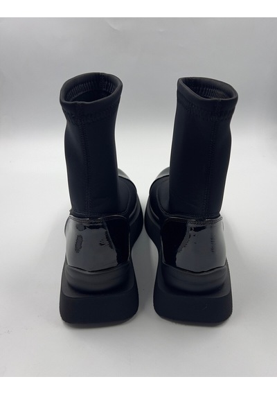 Dabab Shoes Kadın Siyah Strej Dalgıç Maxi Model Rugan Detaylı Kalın Poli Taban Bot