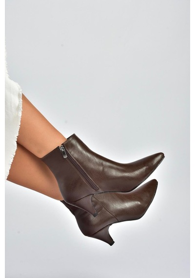 Fox Shoes R404710009 Kahverengi Alçak Topuklu Kadın Bot Kahverengi-suni Deri