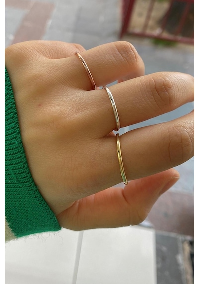 Gümüş 1,5mm Kalınlıkda İnce Tel Yüzük Rose