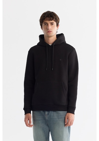 Avva Erkek Siyah Kapüşonlu 3 İplik Şardonlu Regular Fit Sweatshirt B001103