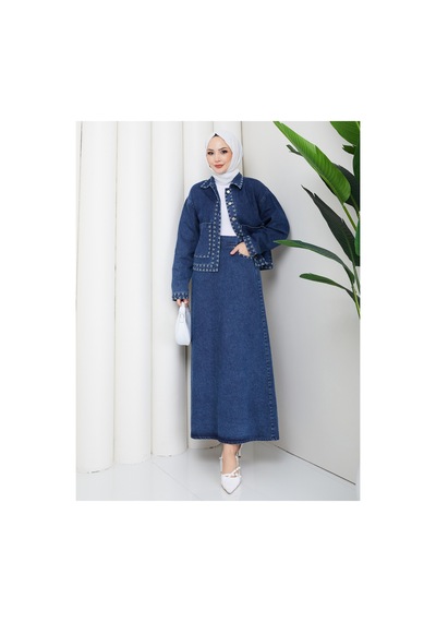 Dorne Moda Özel Üretim Kot Ceket Pantalon Takım - Günlük - Ofis Şıklığı Mavi Mavi