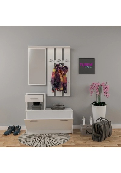 Gül Portmanto Mdf Beyaz