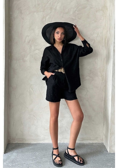 Verymoda Nakışlı Gömlek - F1899 Siyah Siyah