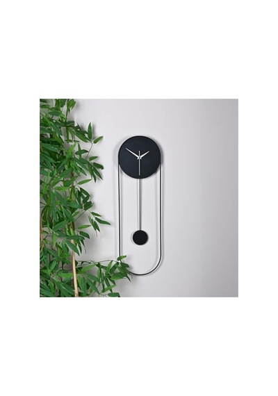 El Boyama Modern Tasarım Metal Sarkaçlı Dekoratif Duvar Saati, Sessiz Mekanizma 0240-keçe-şekilli-48cm