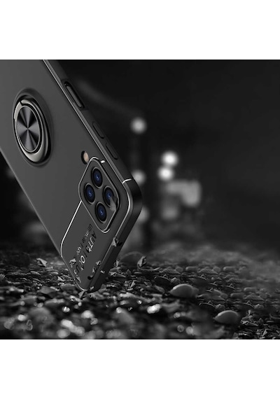 Samsung Galaxy Uyumlu A22 4G Kılıf Yüzüklü Magnetli Ravel Case Kapak