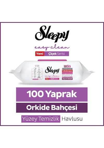 Sleepy Easy Clean Orkide Bahçesi Yüzey Temizlik Havlusu Mendili 100 Yaprak