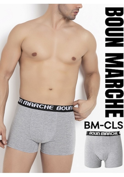 Boun Marche Erkek Boxer Likralı Premıum 6'lı Kutu Chester Gri