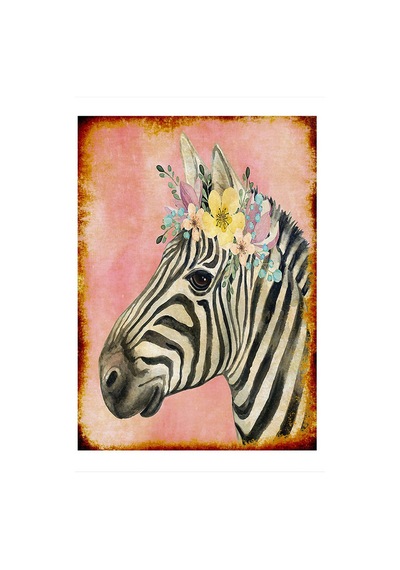 Bedeko Çiçek Ve Zebra Mdf Poster 35 Cm X 50 Cm