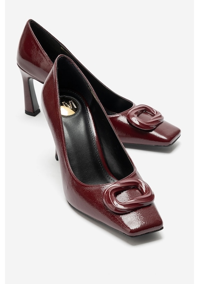 Luvi Shoes Vlınder Bordo Kırışık Rugan Tokalı Kadın Topuklu Ayakkabı