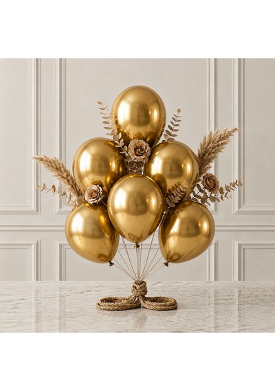 Altın Renk Lateks Metalik Balon 30 Cm - 6 Adet