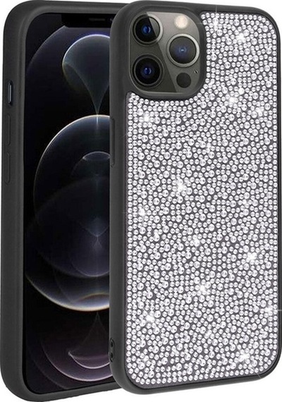 Apple Uyumlu iPhone 14 Pro Kılıf Parlak Taşlı Tasarım Zore Ston Kapak Siyah