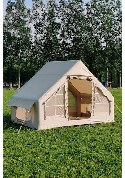 Realx 8 Kişilik 4 Mevsim Su Geçirmez Şişme Kamp Çadırı 300 x 210 x 190 CM Bej