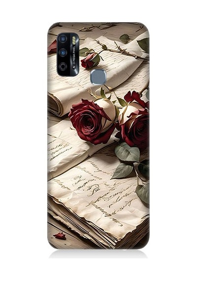 İnfinix Hot 9 Uyumlu Mektup Ve Güller Desenli Silikon Kılıf