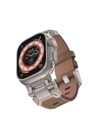 Apple Uyumlu  Watch 4/5/6/se 1.nesil /se 44mm İle Kordon Metal Başlıklı Suni Deri Kordon
