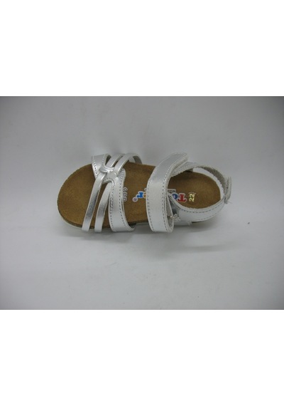 Toddler 01223 Doğal Deri Mantar Taban Gümüş Sandalet 21-25 Gümüş