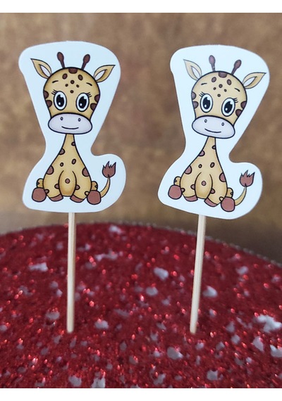 30 Adet Dekoratif Karton Sevimli Zürafa Şeklinde Pasta Kürdanı 6,5 Cm