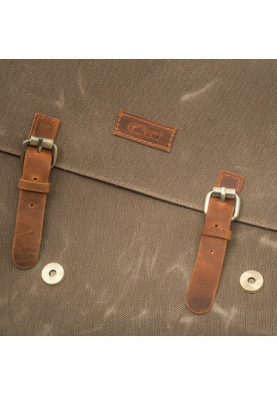Gillario Design 03 Kanvas - Deri 15.6 Inch Postacı Laptop Çantası Vizon