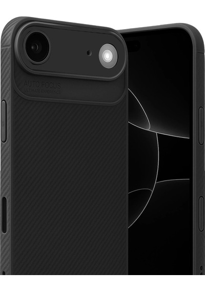 Apple Uyumlu iPhone 17 Air Auto Focus Karbon Kapak Siyah\