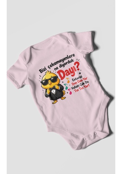 Morivokids Bizi Çekemeyenlere Ne Yazılı Kısa Kollu Bebek Body %100 Pamuk Bebe Pembe