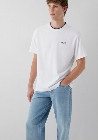 Mavi Jeans Baskılı Beyaz Tişört Loose Fit / Bol Rahat Kesim 0613498-620