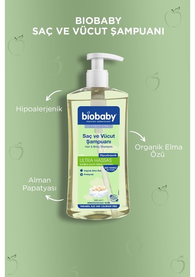 Biobaby Saç ve Vücut Şampuanı 500 Ml 2 Adet