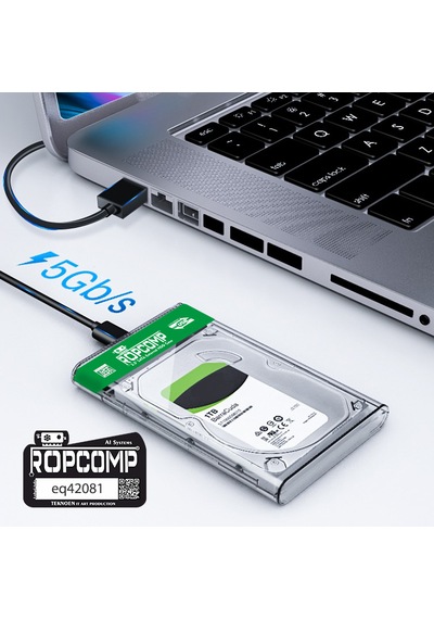 Ropcomp 2.5" Usb 3.0 Sata Harici Harddisk Kutusu Şeffaf