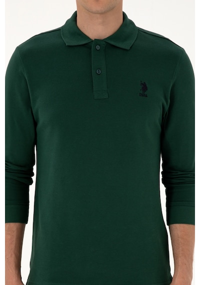 U.S. Polo Assn. Erkek Regular Fit Polo Yaka Koyu Yeşil Basic Sweatshirt 50307757-VR079 U.S. Polo Assn. Erkek Regular Fit Polo Yaka Koyu Yeşil Basic Sweatshirt 50307757-VR079