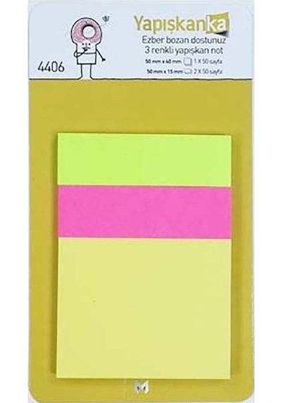 Masaüstü 50x15 + 50x40 Renkli Not Kağıdı 4406