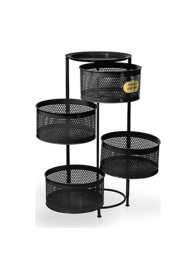 River World Tekerleksiz Rengi Siyah Açılabilen 4 Katlı Çok Amaçlı Metal Raf Mutfak, Balkon, Kiler Çok Renkli