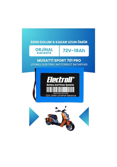 Musatti Sport 701 Pro Batarya Standart Kapasite Lifepo4 72v 18ah Elektrikli Motosiklet Bataryası
