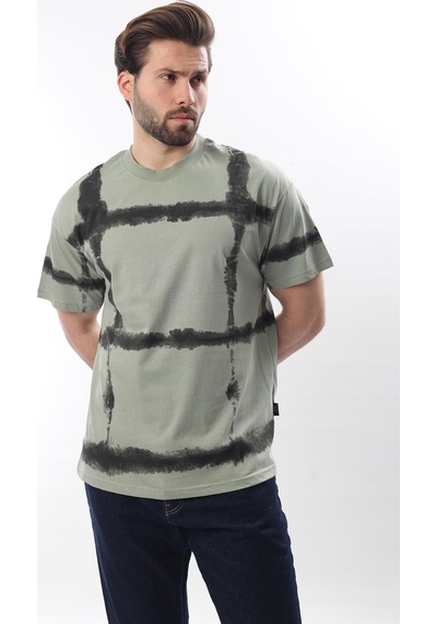 Madmext Mint Yeşili Bisiklet Yaka Baskılı Basic Erkek T-shirt E7109 Mint Yeşili Mint