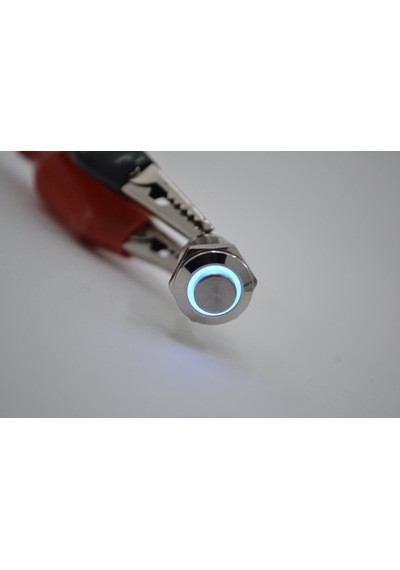 12V Mavi Işıklı Yuvarlak Metal 12 MM Yaylı Buton Anahtar