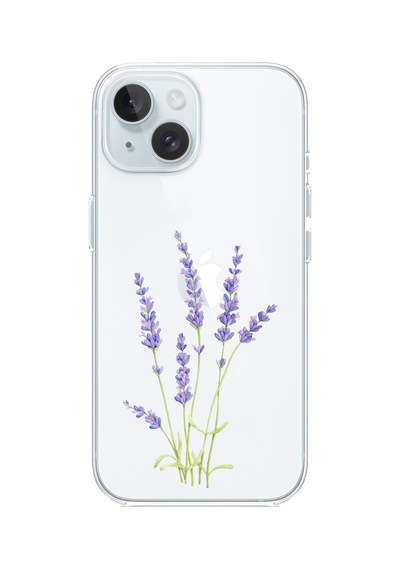 Apple Uyumlu iPhone 15 Lavanta Çiçek Tasarımlı Baskılı Silikon Kılıf Renkli