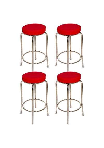 Bar Taburesi 4 Adet - Kırmızı Çok Renkli