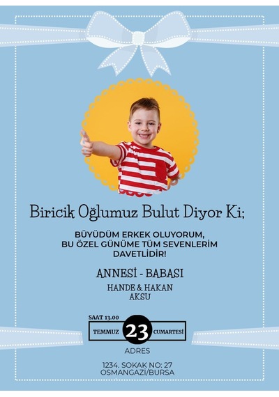 Bk Gift Kişiye Özel Bitmeyen Sünnet Davetiyesi Model 8