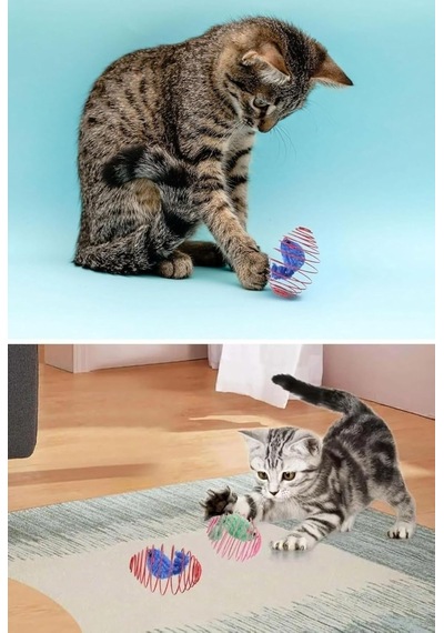 Yaylı Metal Fareli Kafes Kedi Oyun Topu Sıçrayan Spiral Kedi Oyuncağı İle Eğlenceli Ve Aktif Zamanlar