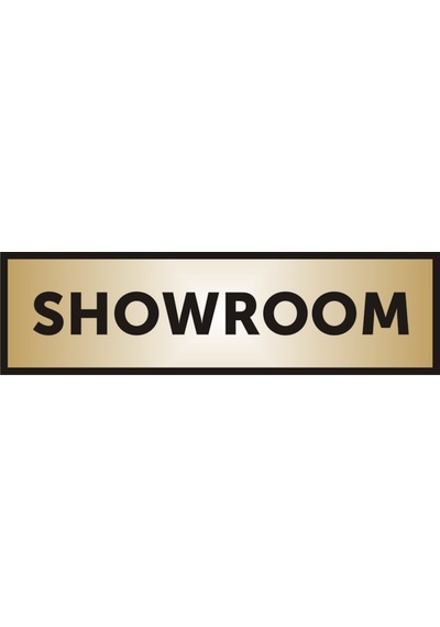 Showroom Yazılı Kapı Levhası ,Yönlendirme Levhası ,Gold