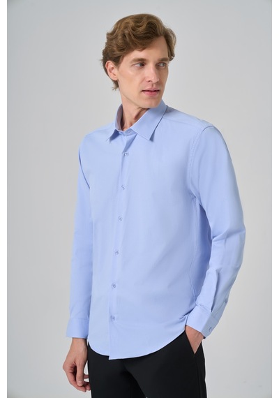 Morven Erkek A. Mavi Slim Fit Sert Yaka Gömlek 26mc004003311 A. Mavi