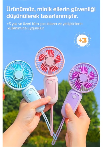 Bilek Askılı Şarjlı Taşınabilir El Fanı Mini Vantilatör Mavi