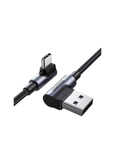 Ugreen Usb-c - Usb-a 3a Qc 90 Derece Hızlı Şarj Kablosu, 3 M, Uzay Grisi, 70875