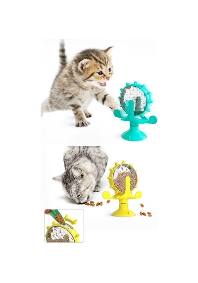 Roichil Vantuzlu Zilli İnteraktif Dönebilen Mama Kaplı Renkli Eğlenceli Eğitici Kedi Oyuncağı