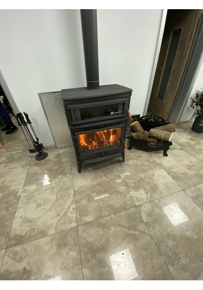 Flame Stove Fs-045 Retro Lux Yüksek Verimli Çift Yanmalı Odun Kömür Sobası Fırınlı Döküm
