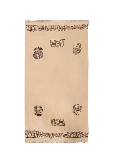 Hitit Desenli Çok Amaçlı Müslin Peştemal, Hızlı Kuruyan Plaj Ve Banyo Havlusu 100 X 200 Cm Beyaz - 722354771 Beyaz